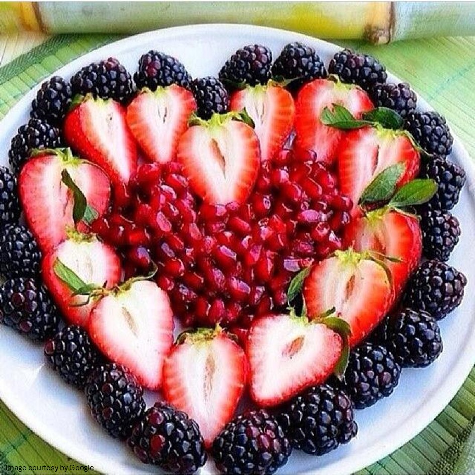 A heart shape made of fruits