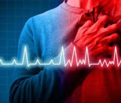 A person place hand at heart