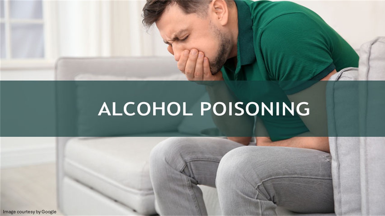 A person with alcohol poisoning covering his mouth