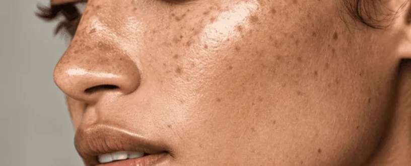 A girls face with melasma