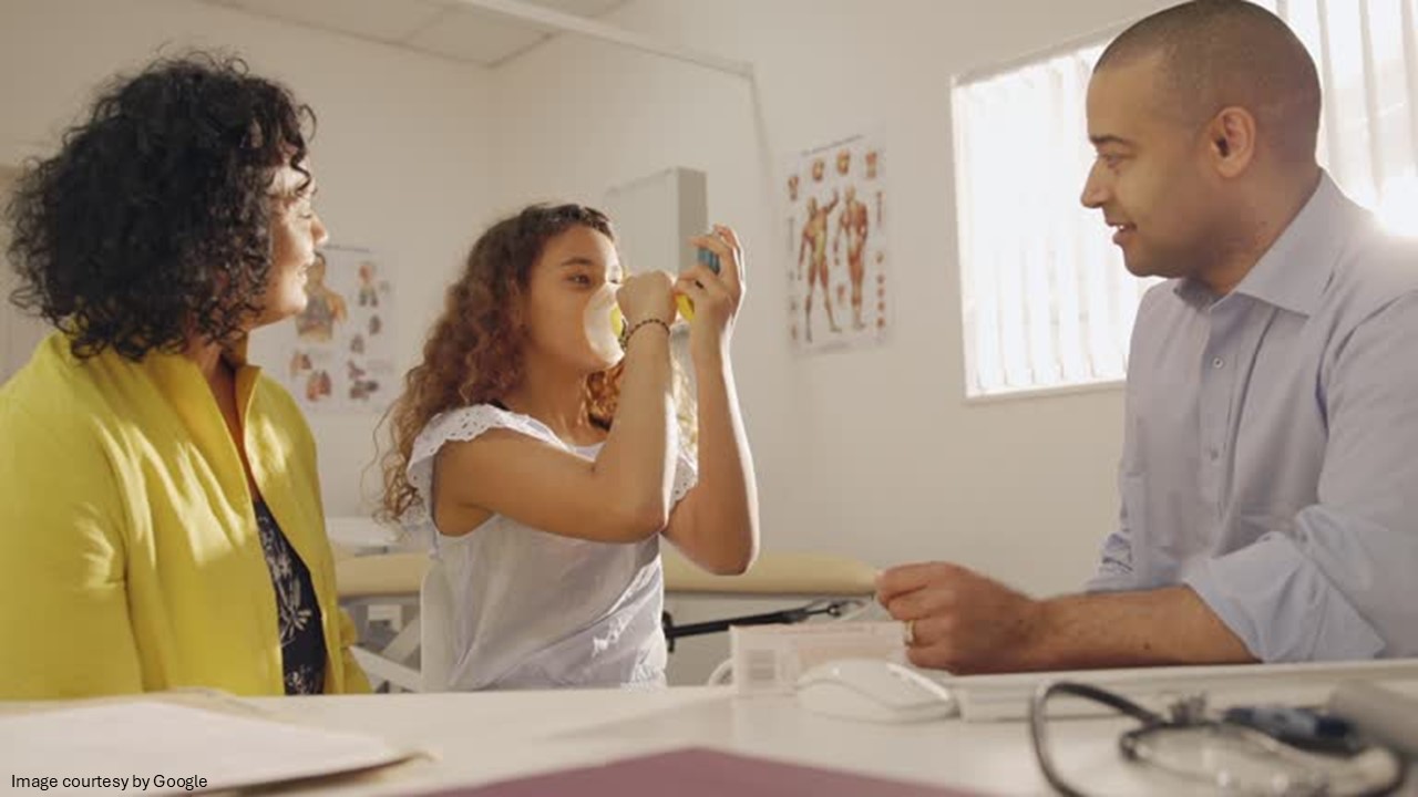 patient with inhaler